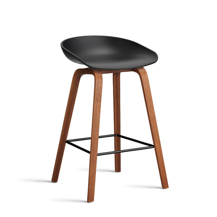 Hay - About A Stool AAS 32 H 75 cm, malet valnød / sort stål / sort 2. 0