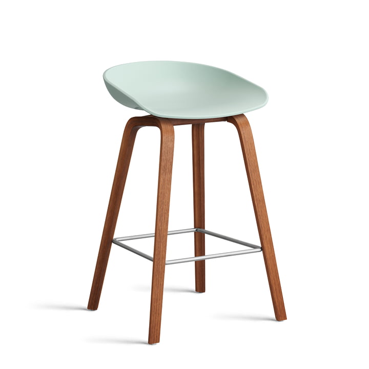 Hay - About A Stool AAS 32 H 75 cm, malet valnød / rustfrit stål / støvet mint 2. 0