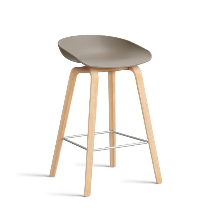 Hay - About A Stool AAS 32 H 75 cm, sæbebehandlet eg / rustfrit stål / khaki 2. 0