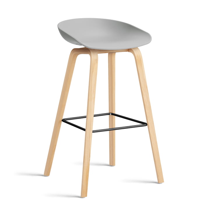 Hay - About A Stool AAS 32 H 85 cm, sæbebehandlet eg / sort stål / betongrå 2. 0