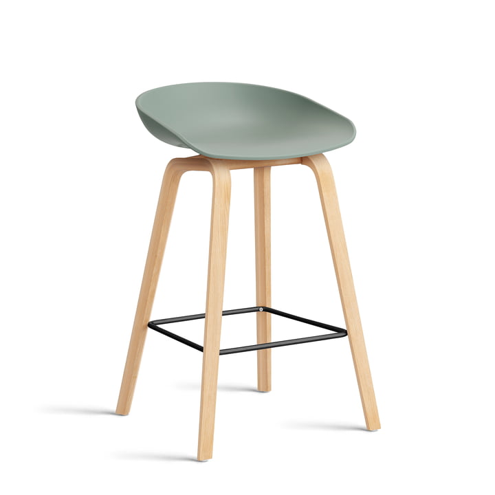 Hay - About A Stool AAS 32 H 75 cm, sæbebehandlet eg / sort stål / efterårsgrøn 2. 0