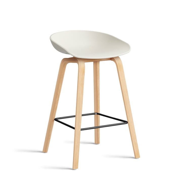 Hay - About A Stool AAS 32 H 75 cm, sæbebehandlet eg / sort stål / melange creme 2. 0