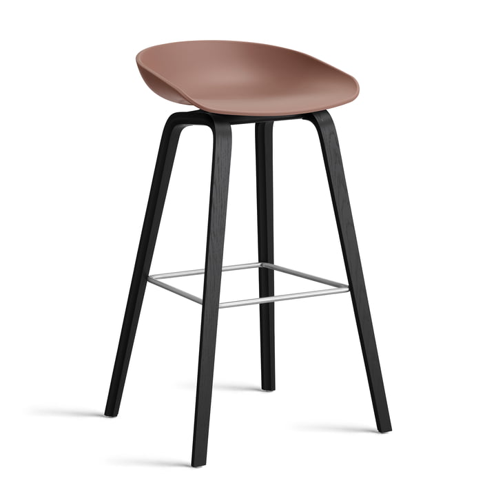 Hay - About A Stool AAS 32 H 85 cm, sortlakeret eg / rustfrit stål / blød mursten 2. 0