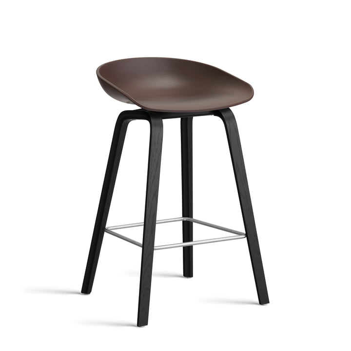 Hay - About A Stool AAS 32 H 75 cm, sortlakeret eg / rustfrit stål / rosin 2. 0