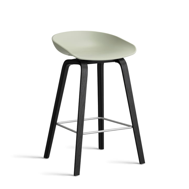 Hay - About A Stool AAS 32 H 75 cm, sortlakeret eg / rustfrit stål / pastelgrøn 2. 0