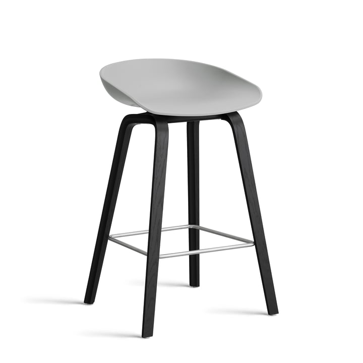 Hay - About A Stool AAS 32 H 75 cm, sortlakeret eg / rustfrit stål / betongrå 2. 0