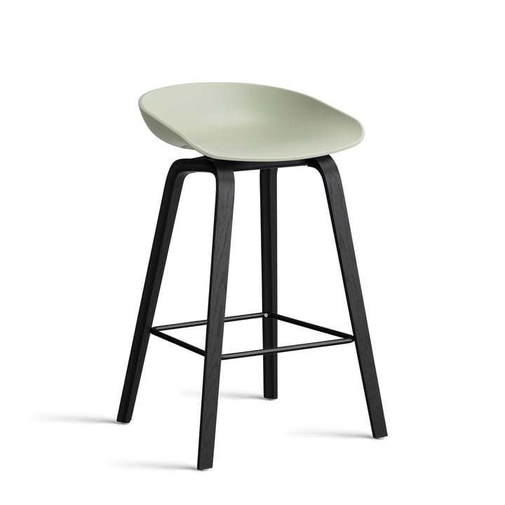 Hay - About A Stool AAS 32 H 75 cm, sortlakeret eg / sort stål / pastelgrøn 2. 0