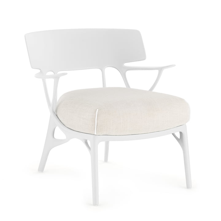 Kartell - AI Lounge Chair, hvid/hvid (stof Panamino)