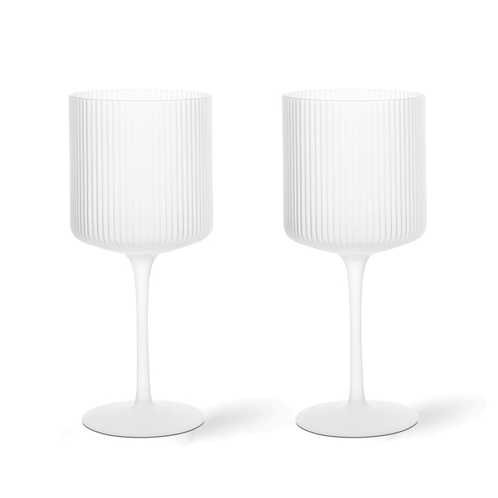 ferm Living - Ripple rødvinsglas, frostet (sæt med 2)