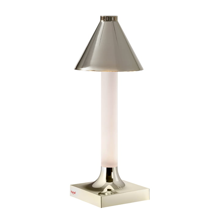 Kartell - Goodnight LED batterilys, H 31,5 cm, diffuser Ø 11,8 cm, skinnende champagne