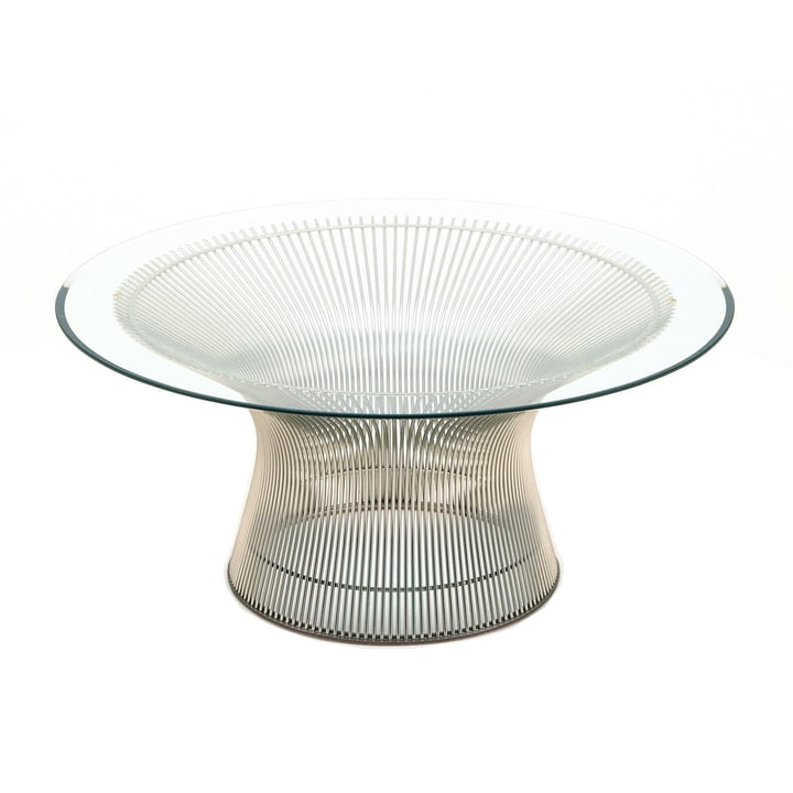 Knoll - Platner sofabord, poleret nikkel/krystalglas