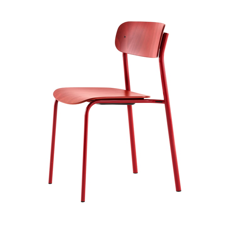 Thonet - S 243 stol, tomatrød (RAL 3013) / bøg bejdset rustrød (TP 239) / sorte nitter