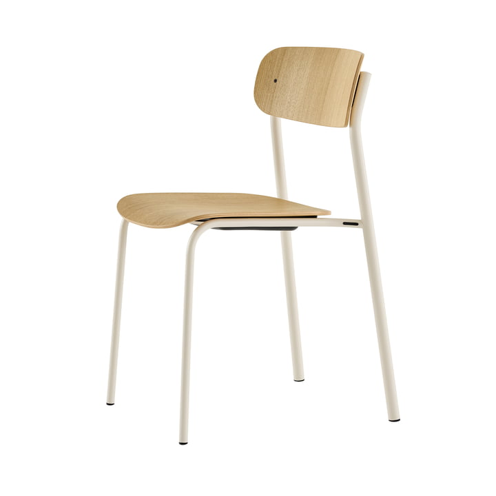 Thonet - S 243 stol, perlehvid RAL 1013 / klarlakeret eg