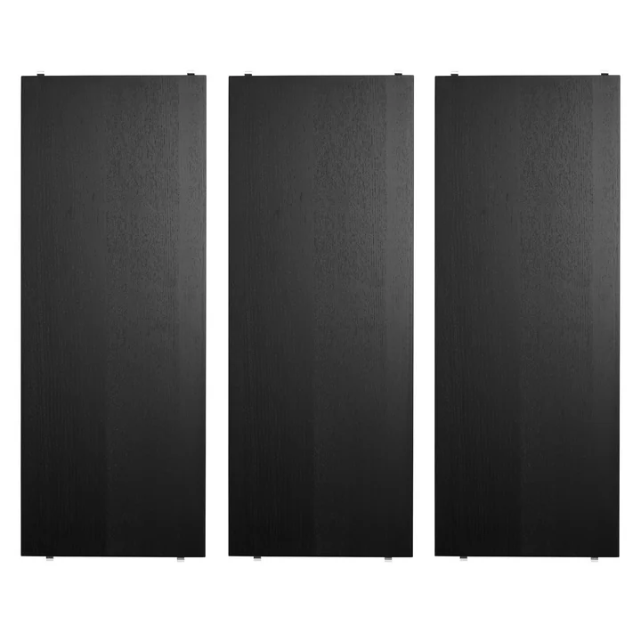 String - Hylde 78 x 30 cm (pakke med 3), sortbejdset ask
