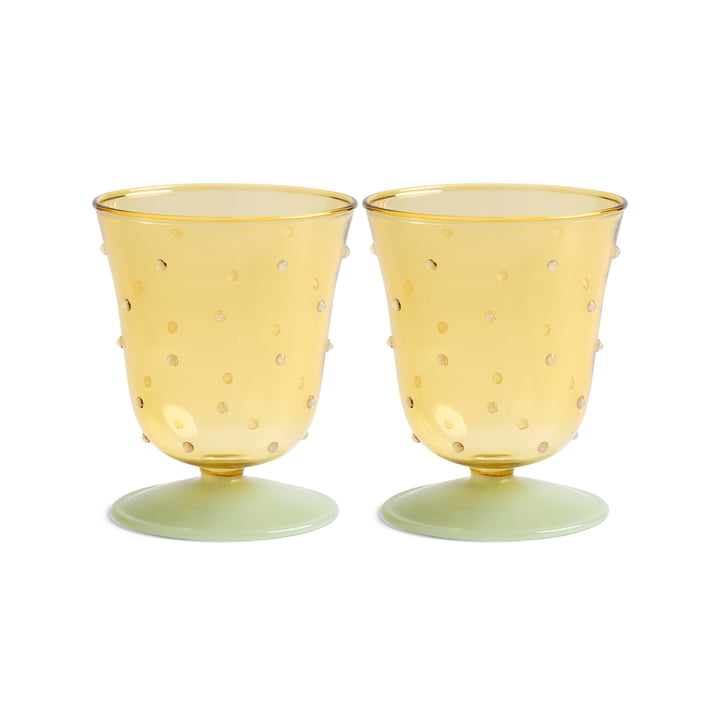 & klevering - Dot drikkeglas 200 ml, gul (sæt med 2)
