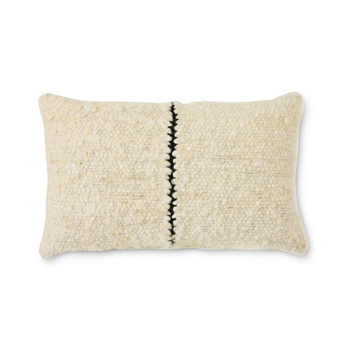 HKliving - Naturlig uldpude, 50 x 30 cm, stribet