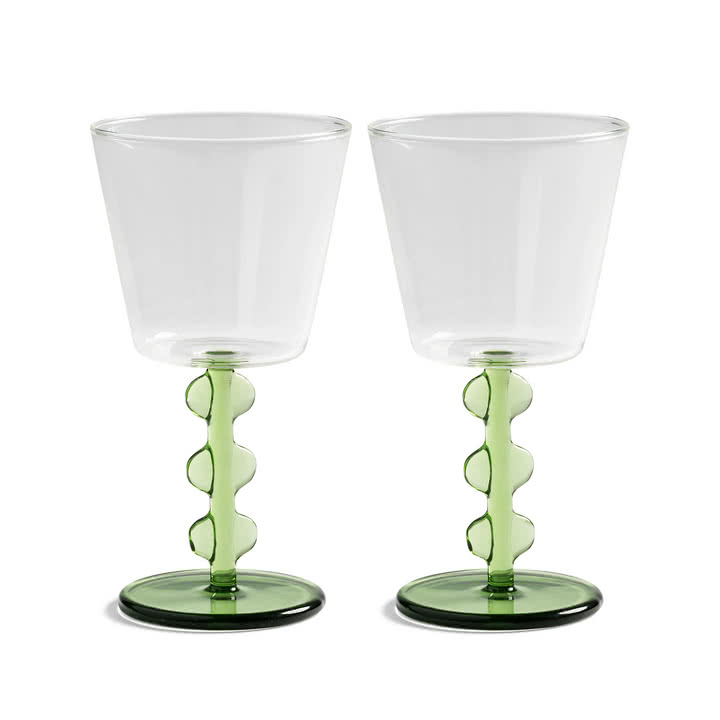 & klevering - Petal vinglas, 0,2 L, grønt (sæt med 2)