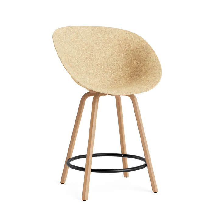 Normann Copenhagen - Mat barstol med armlæn 65 cm, hamp/sort