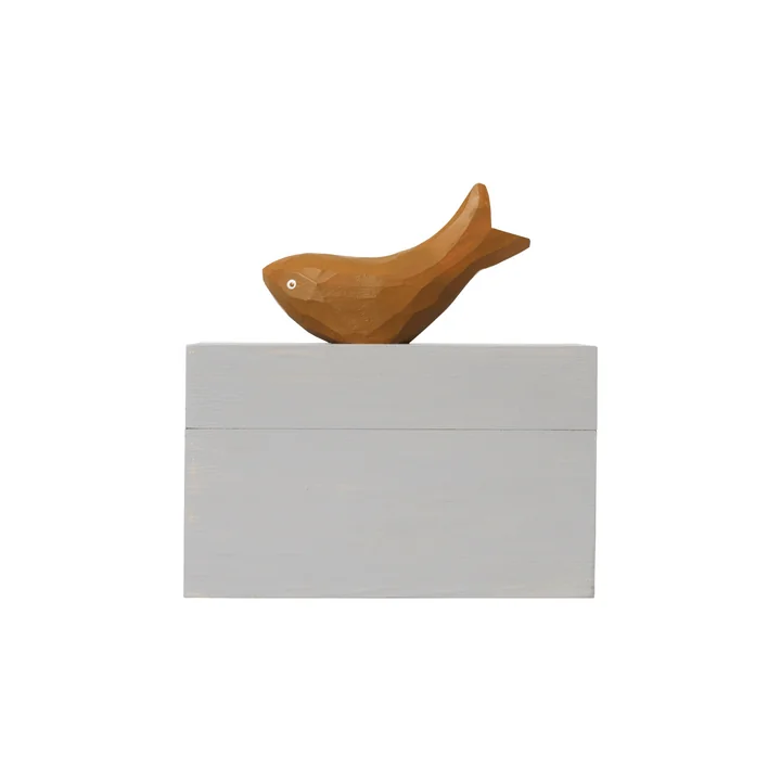 Ferm Living - Harbour fisk, H 15 x 14,5 cm, tågeblå / lagret guld