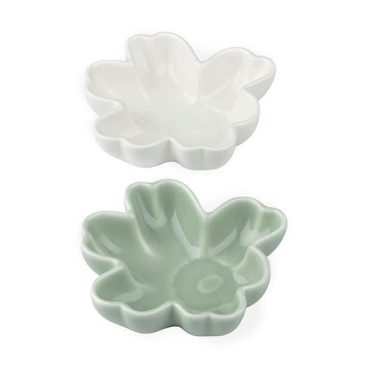 Unikko skålsæt, Ø 11 cm, hvid/grøn (sæt af 2) (forår/sommer 2025) fra Marimekko