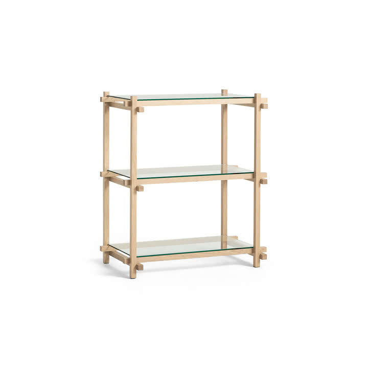 HAY - Woody Column Low, sæbebehandlet eg / klart glas