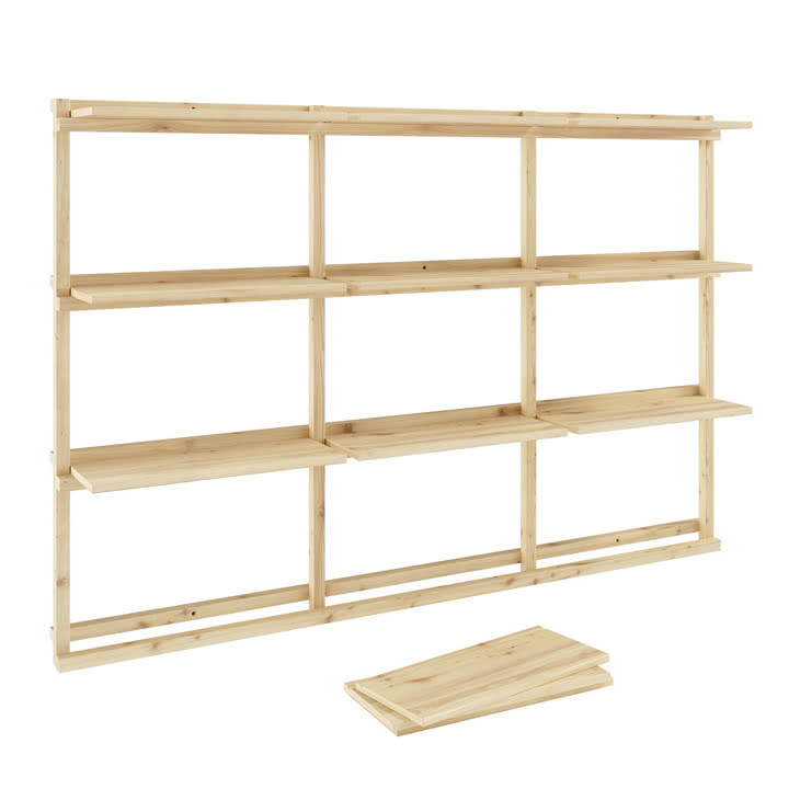 Karup Design - Groove væghylde, stor, H 127 x 192 cm, naturfyr