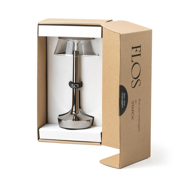 Flos - Bon jour Unplugged batteridrevet bordlampe, Color Tune, krom