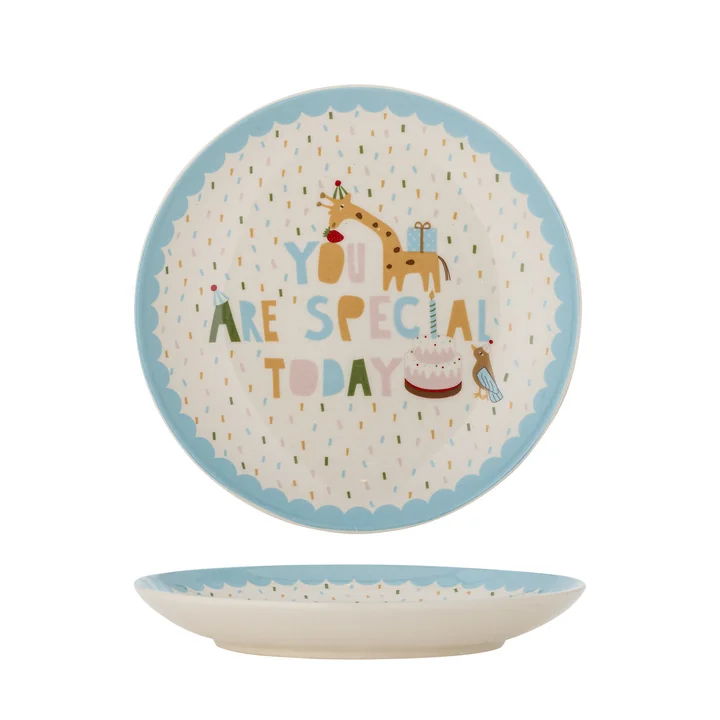 Bloomingville Mini - Celebrate tallerken, Ø 16 cm, blå