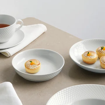Rhombe dessertskål fra Lyngby Porcelæn i hvid