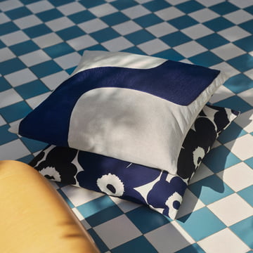 Seireeni pudebetræk 50 x 50 cm, hør / mørkeblå fra Marimekko
