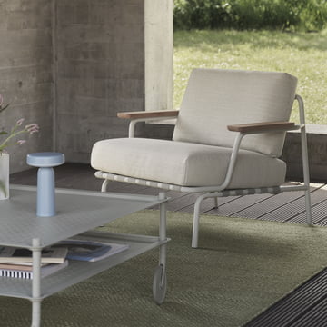 Muuto - Settle Outdoor Lounge Chair, grå/grå (stof Laze 1)