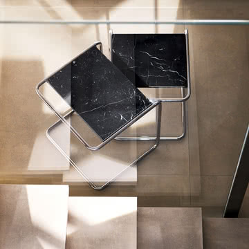 Thonet - B 97 Serious redebordssæt, titanium / Nero Marquina marmor (sæt med 2) (JS. by Jil Sander)