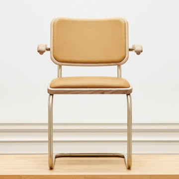 Thonet - S 64 P Nordic lænestol, nickelsilver / olieret hvidpigmenteret eg / light caramel (JS. by Jil Sander)