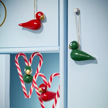 Kay Bojesen - Fuglejulepynt, rød/grøn (sæt med 2)