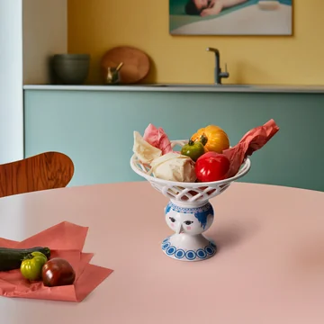 Bjørn Wiinblad - Dora frugtskål på fod, Ø 25 cm, blå