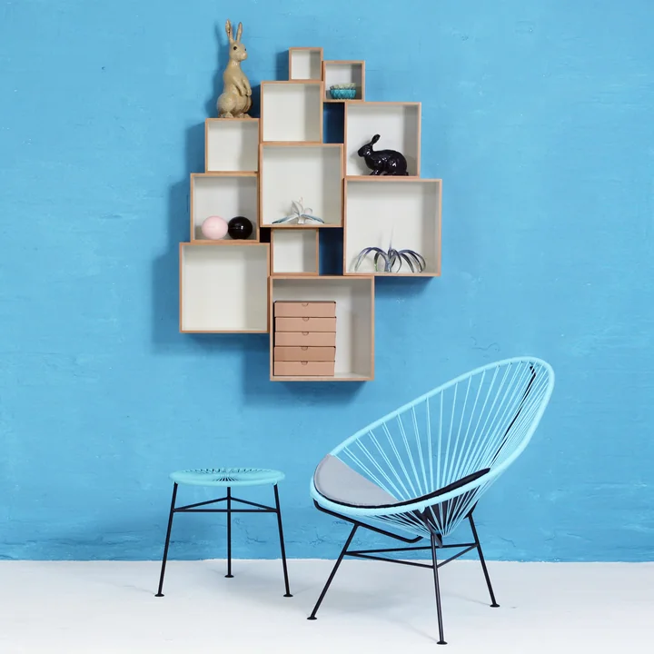 OK Design – Babushka Boxes reol, grå, Acapulco stol, blå