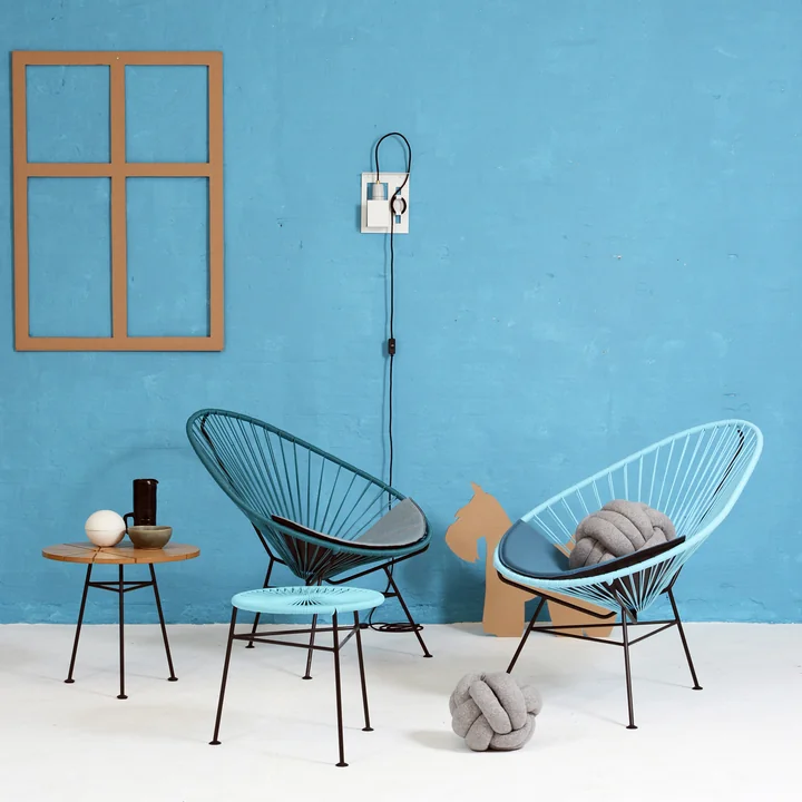 OK Design – Acapulco stol, petroleumsblå, lyseblå