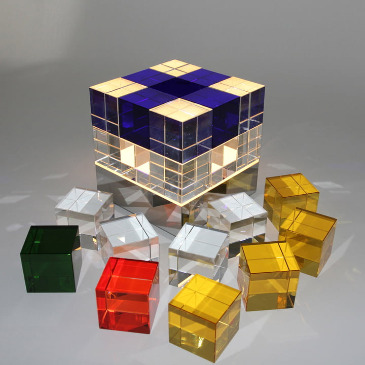 Tecnolumen – Cube lampe, transparent, blå – terninger hver for sig