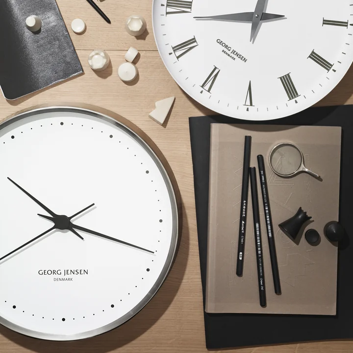 Georg Jensen - Henning Koppel vægur Ø 30 cm, rustfrit stål / hvid