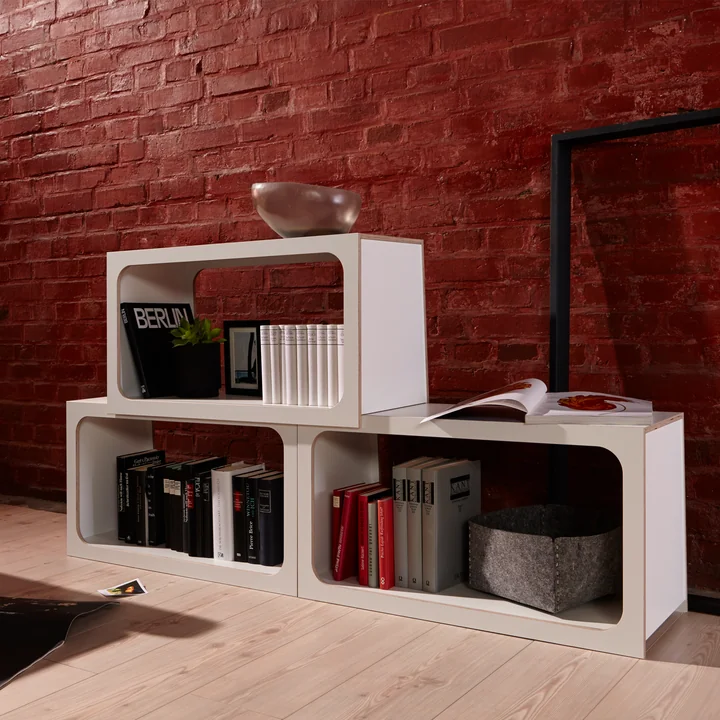 Müller Small Living – Boxit stabelbart reolmodul, set fra siden