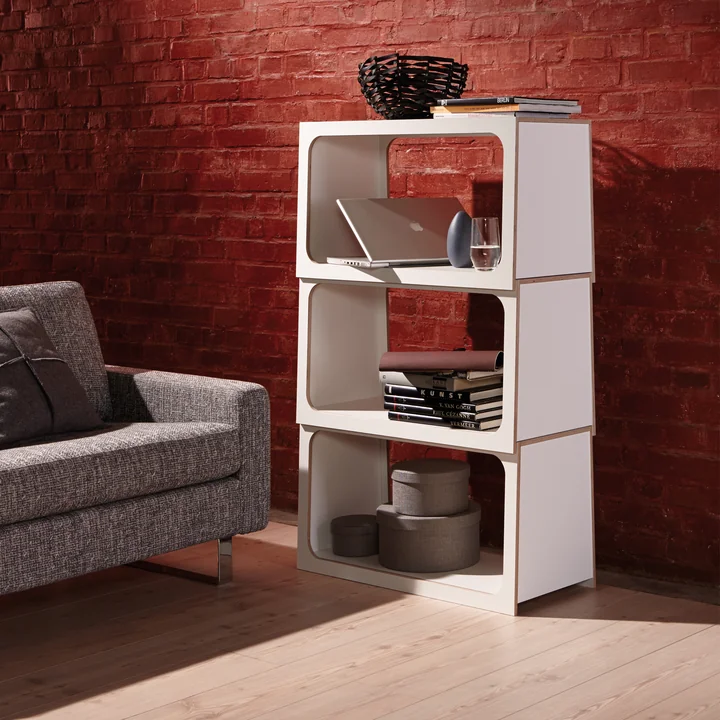Müller Small Living – Boxit stabelbart reolmodul, set fra siden