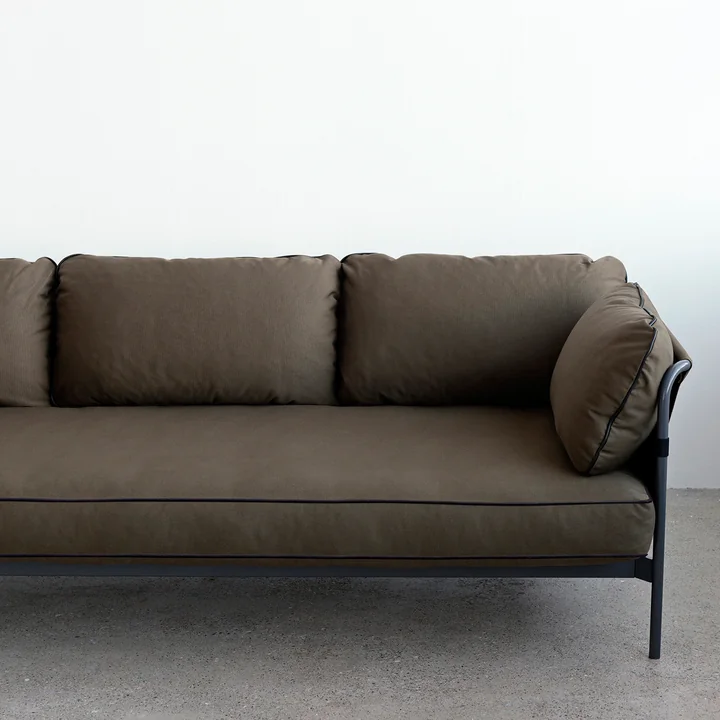 Can sofa, 3 sæder, grå / lærred hær / lærred hær af HAY