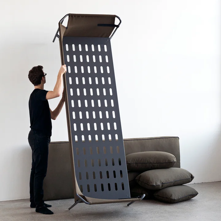 Hø - Can sofa, 3 sæder, sort / lærred hær / lærred hær
