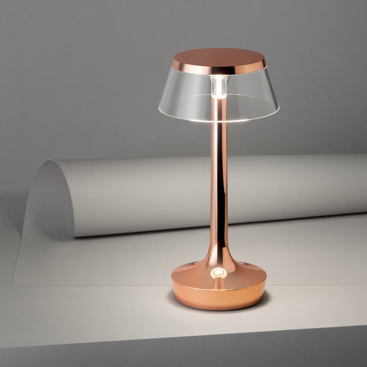 Flos - Bon jour Unplugged bordlampe i kobber / gennemsigtig krone