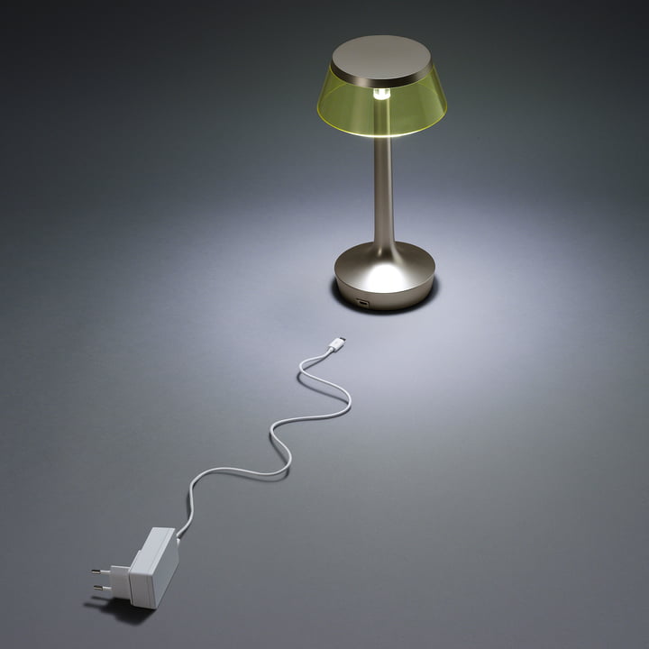 Flos - Bon jour Unplugged bordlampe i krom / kronegul