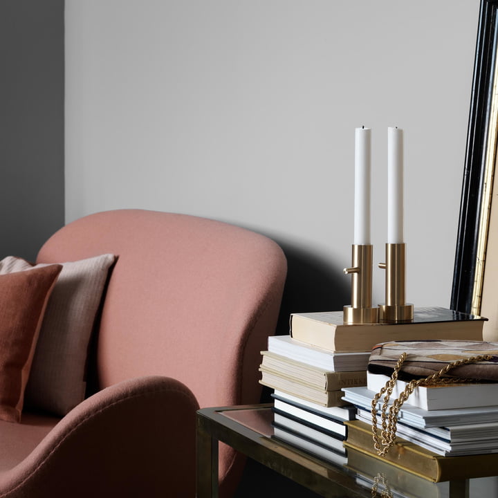 Lysestage Single af Fritz Hansen i messing