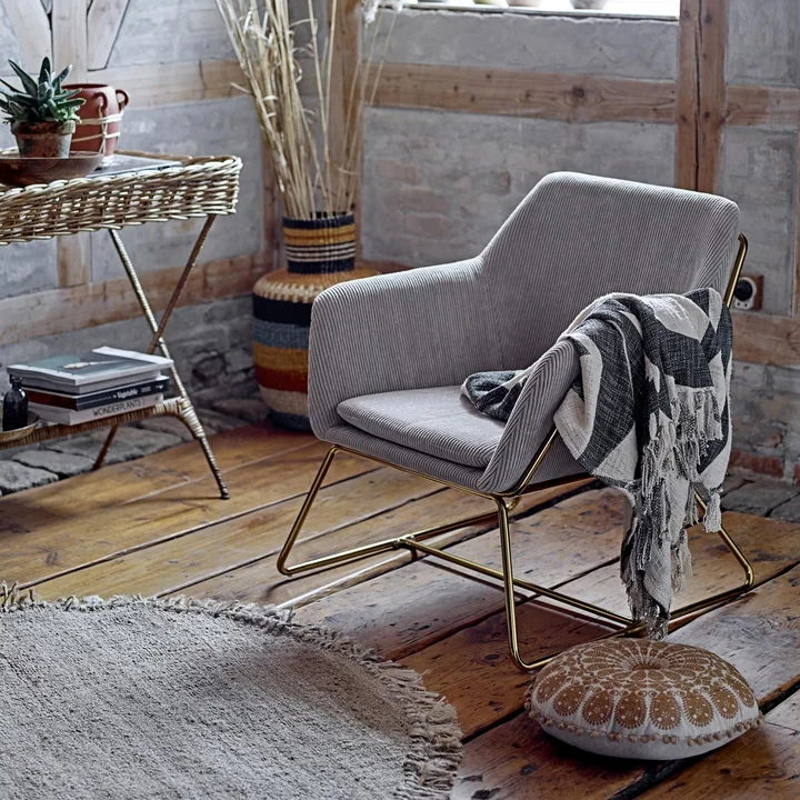 Naturfiber tæppe med frynser Ø 150 cm fra Bloomingville jute