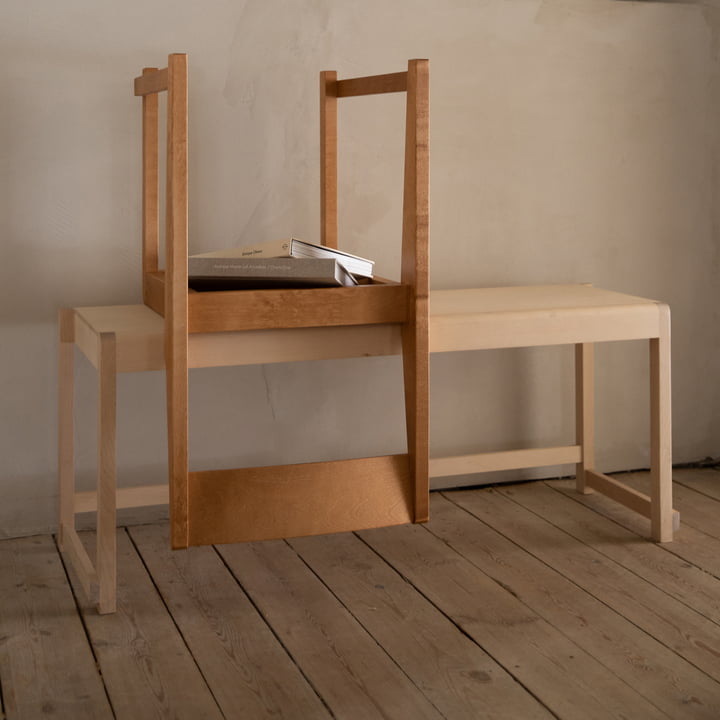 Chair 01 af Frama i olieret birk / varmbrun