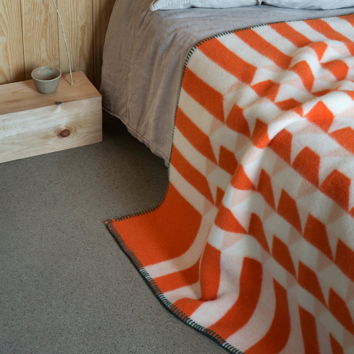 Kvam uldtæppe 200 x 135 cm fra Røros Tweed i orange