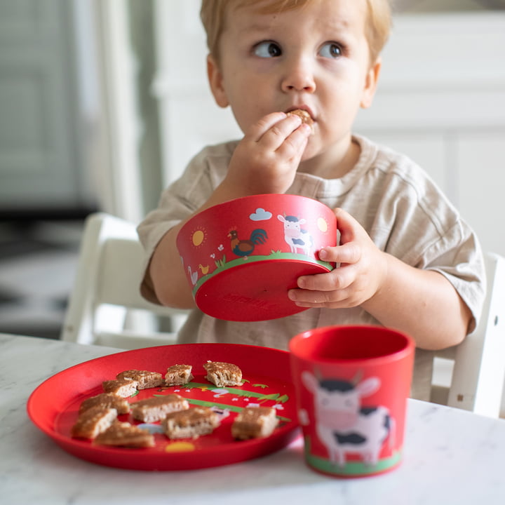 Connect børneservice sæt Farm, organic red (sæt med 3) fra Koziol